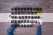 山东齐河县城市经营建设投资2023年债权项目(山东齐河县城市经营建设投资2023年债权项目招标)