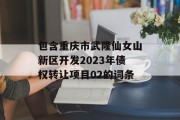 包含重庆市武隆仙女山新区开发2023年债权转让项目02的词条