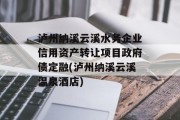 泸州纳溪云溪水务企业信用资产转让项目政府债定融(泸州纳溪云溪温泉酒店)