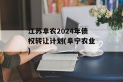 江苏阜农2024年债权转让计划(阜宁农业)