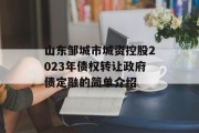 山东邹城市城资控股2023年债权转让政府债定融的简单介绍