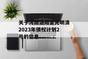 关于河南洛阳金元明清2023年债权计划2号的信息