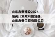 山东鑫泰建设2024融资计划政府债定融(山东鑫泰工程有限公司)