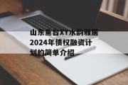 山东鱼台XY水韵雅居2024年债权融资计划的简单介绍