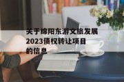 关于绵阳东游文旅发展2023债权转让项目的信息