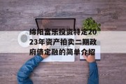 绵阳富乐投资特定2023年资产拍卖二期政府债定融的简单介绍