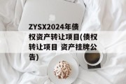 ZYSX2024年债权资产转让项目(债权转让项目 资产挂牌公告)