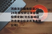 河南沈丘国有投资2024年债权转让项目城投债定融(沈丘县城区改造建设投资开发有限公司)