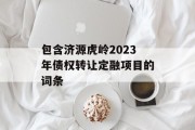 包含济源虎岭2023年债权转让定融项目的词条