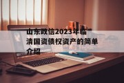 山东政信2023年临清国资债权资产的简单介绍