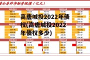 高唐城投2022年债权(高唐城投2022年债权多少)