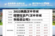 2022陕西汉中市城投债权资产(汉中市城市投资公司)