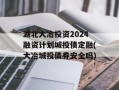 湖北大冶投资2024融资计划城投债定融(大冶城投债券安全吗)