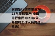 安徽乐行城市建设2023年债权资产(安徽乐行集团2021年公开招聘工作人员岗位一览表)