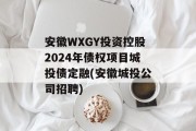 安徽WXGY投资控股2024年债权项目城投债定融(安徽城投公司招聘)