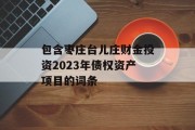 包含枣庄台儿庄财金投资2023年债权资产项目的词条