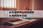 山东淄博博山城投债权计划的简单介绍