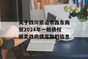 关于四川眉山市鑫东商贸2024年一般债权拍卖政府债定融的信息