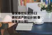 泰安泰控投资2022债权资产转让计划(泰安集团公司)