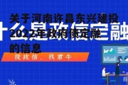 关于河南许昌东兴建投2022年政府债定融的信息