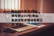 微山创达投资2023债权转让03号(微山县创达投资建设有限公司 评级)