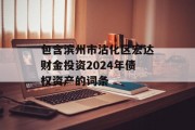 包含滨州市沾化区宏达财金投资2024年债权资产的词条