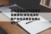 山东青岛海洋科技投资发展债权(青岛海洋创新产业投资基金有限公司)