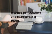 包含山东博兴鑫达债权2023年收益权项目的词条