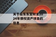 关于山东东营财金2024年债权资产项目的信息