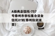 A级央企信托-757号泰州市非标集合资金信托计划(泰州投资项目)