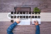 重庆武隆隆江建设债权融资计划项目的简单介绍