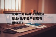 元丰一号私募证券投资基金(元丰资产管理有限公司)