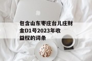 包含山东枣庄台儿庄财金D1号2023年收益权的词条