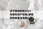 济宁邹城利民2024年债权资产项目(邹城市利民置业有限公司)