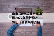 山东·济宁经开产业发债2022年债权资产转让计划的简单介绍