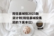 阳信县城投2023融资计划(阳信县城投集团的下属单位)