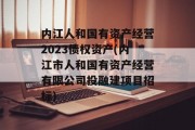 内江人和国有资产经营2023债权资产(内江市人和国有资产经营有限公司投融建项目招标)