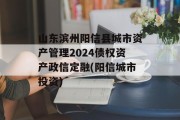 山东滨州阳信县城市资产管理2024债权资产政信定融(阳信城市投资)