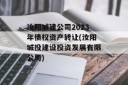 汝阳城建公司2023年债权资产转让(汝阳城投建设投资发展有限公司)