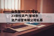 山东邹城CZ控股2023债权资产(邹城市资产经营有限公司私募)