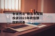 包含河北*邢台市龙岗投资2023年政信债权的词条