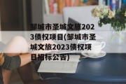 邹城市圣城文旅2023债权项目(邹城市圣城文旅2023债权项目招标公告)