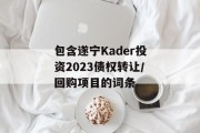 包含遂宁Kader投资2023债权转让/回购项目的词条