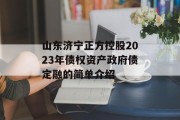 山东济宁正方控股2023年债权资产政府债定融的简单介绍