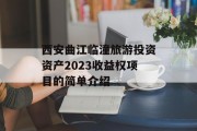 西安曲江临潼旅游投资资产2023收益权项目的简单介绍