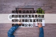 城投债-云南玉溪市科教创新城开发商票收益权转让项目(玉溪市科教创新城公示)