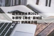 山东晟润水务2023年债权【枣庄·薛城区政信】的简单介绍