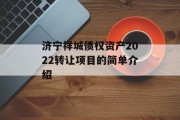 济宁祥城债权资产2022转让项目的简单介绍