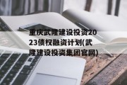 重庆武隆建设投资2023债权融资计划(武隆建设投资集团官网)