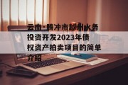 云南·腾冲市越州水务投资开发2023年债权资产拍卖项目的简单介绍